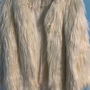 Cream faux fur shaggy jacket